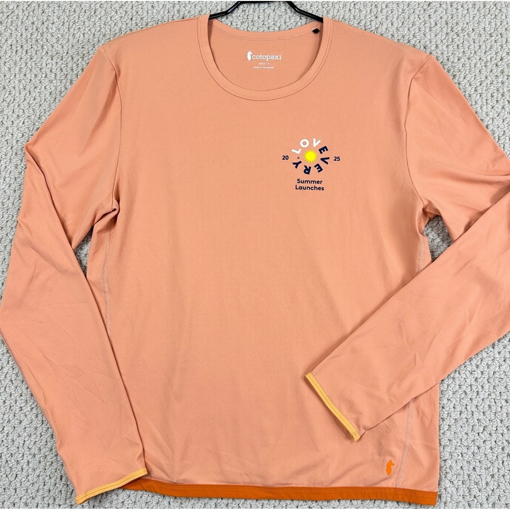 Cotopaxi Shirt Mens M Apricot Orange Lightweight Long Sleeve Layer Graphic Tee